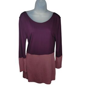 BCBG Paris Tunic Top Size M Merlot Colorblock Long Sleeve Low Back Drape NWT